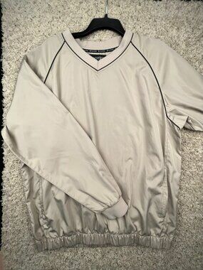 FootJoy XL Beige Blank Long Sleeve Pullover Sweatshirt Golfing Nylon Polyester